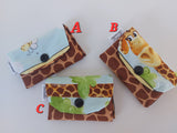 Mini porte-carte / Girafe / tissu coton et nylon